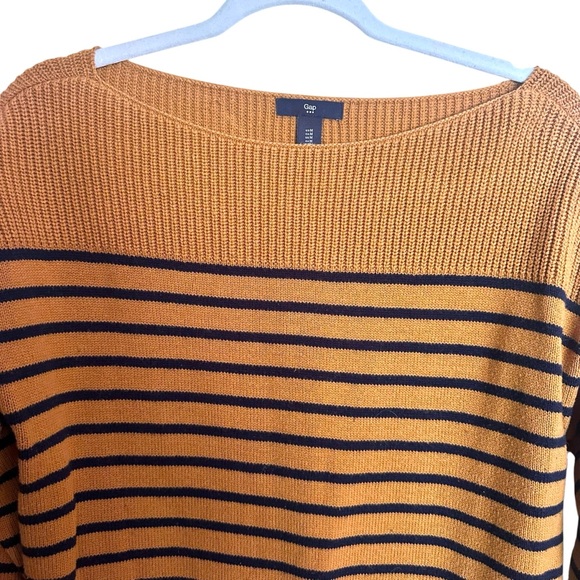 Stripe Boatneck GAP Sweater Medium Miner's Gold - Picture 4 of 6